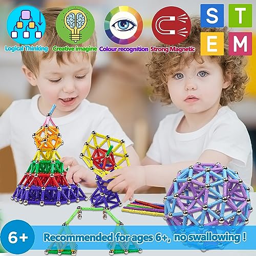 Jokooan Construcciones Magneticas Niños 144 Piezas, Set di Bastones Magnéticas Bloques Magneticos Juego Educativo para niños (Color Aleatorio)
