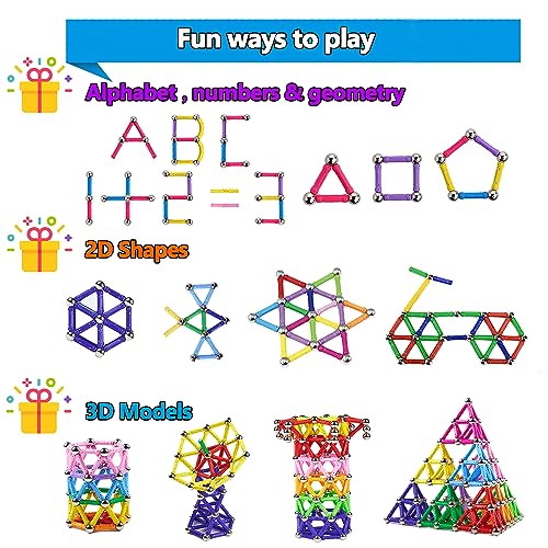 Jokooan Construcciones Magneticas Niños 144 Piezas, Set di Bastones Magnéticas Bloques Magneticos Juego Educativo para niños (Color Aleatorio)