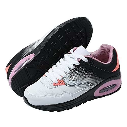 JOMIX Zapatillas Depotivas para Mujer Sneakers Zapatos de Deporte Zapatillas Casuales con Colchón de Aire Gimnasio Correr Tenis, Blanco Violeta, 37 EU