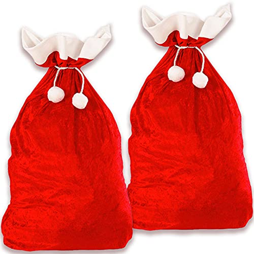 Jonami Saco de Papa Noel, 2 Bolsa Extragrande de Santa Claus. Decoraciones y Accesorios de Navidad Tradicionales en Rojo y Blanco (70 x 110 cm)