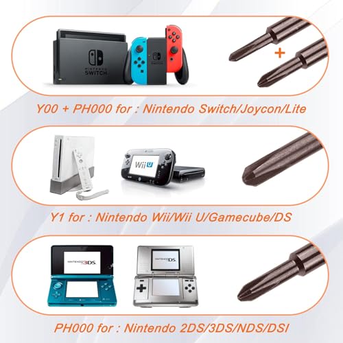 JOREST Destornilladores Kit para Nintendo Switch, 6Pcs Herramientas con Triwing Y00,Y1,Phillips PH000, Pinzas, Palanca Triangular, para Switch Lite, Joycon Controller, Wii, Gameboy