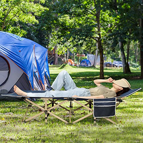 joyionic Cama de Camping Plegable, Capacidad de Carga Máxima 300 kg, Portátil, con Bolsa de Transporte, 190 x 70 x 38 cm, Peso 6 kg, Azul