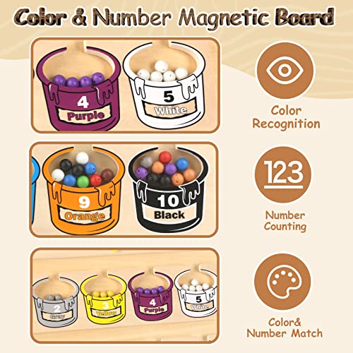 Joyreal Laberinto Magnético de Colores y Números - Motricidad Fina Juguetes Niños 3 4 5 Años Magnético de Madera Juegos Educativos Juego de Combinación de Colores
