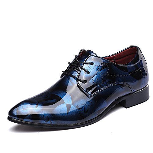 JOYTO Zapatos Oxford Hombre, Cuero Cordones Vestir Derby Calzado Boda Negocios Marron Azul Gris Rojo 37-50EU BL46