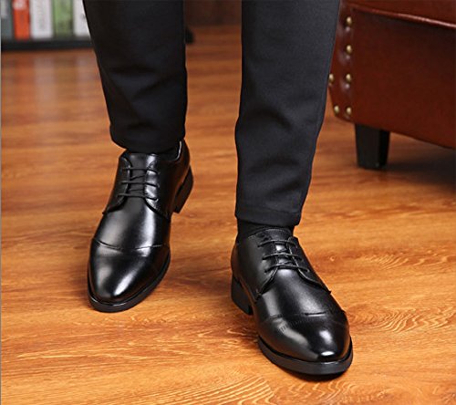 JOYTO Zapatos Oxford Hombre, Cuero Vestir Cordones Derby Calzado Boda Negocios Brogue Negro Marron Rojo 37-47EU BK43