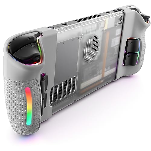 JSAUX Placa Trasera Transparente RGB versión Compatible con Steam Deck, Carcasa de Repuesto de edición Transparente Compatible con Steam Deck - Versión PC0106 RGB [Blanco Cristal]