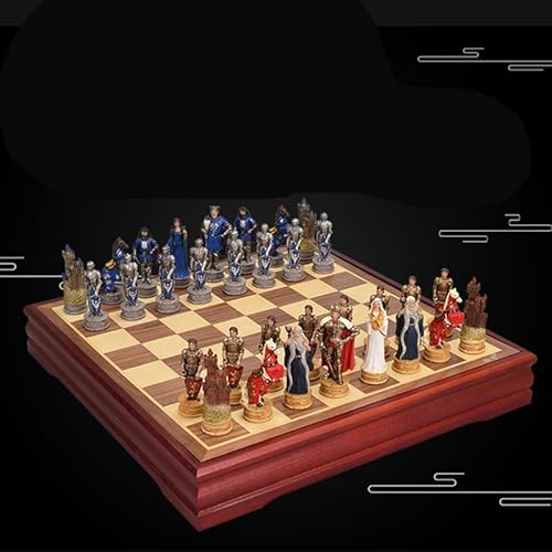 Juego de ajedrez de madera de lujo grande con piezas de ajedrez de resina y ranuras de almacenamiento, tablero de ajedrez de viaje para juegos de mesa