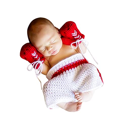 Juego de guantes de boxeo para bebé, disfraz de fotografía de recién nacido, ganchillo para bebé, accesorios para fotografía, disfraz de sesión de fotos para bebé y niño