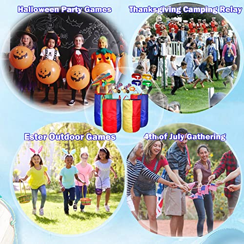 Juegos de Carreras de Sacos y Huevos, Exterior, Bandas de Carrera de 3 Patas, Juegos de lanzamiento para fiestas de Cumpleaños para Niños Adultos Familia.