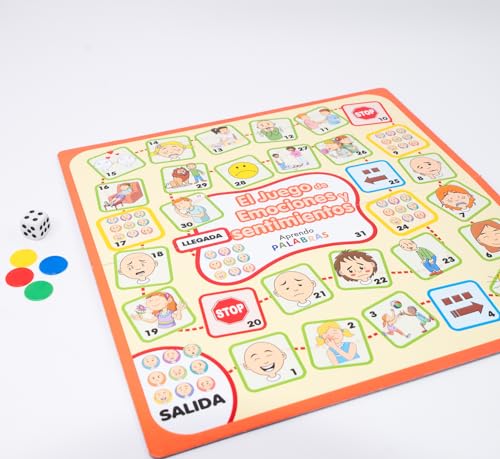 Juegos de Mesa Educativos Niños 4 y 5 Años: Descubro Las Emociones y Sentimientos - Incluye Memory, Juego de la Oca, Dominó 98 Flashcards y Libro Trabajo