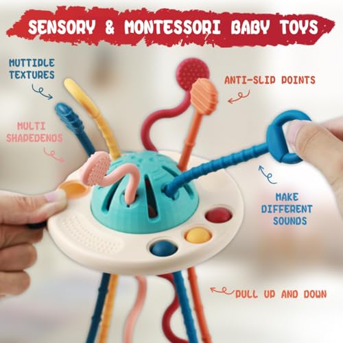 Juguetes Montessori Bebes 6-12 Meses, UFO Silicio Juguete de Viaje para Niños Pequeños, Montessori Juguetes Sensoriales, para Niños 1-3 año Juguetes