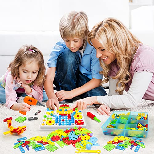 Juguetes Niños 3 4 5 6 Años Herramientas Juguete Puzzles 3D Construcciones para Niños Manualidades Niños con Taladro Eléctrico Mosaicos Juegos Educativos Niños 3 Años Regalos Juegos de Mesa-223 Pcs