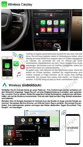 JUNHUA Autoradio de 9" con navi 2G+32G de Repuesto para Audi A4 S4 RS4 B6 B7 Seat Exeo, Compatible con Sistema inalámbrico Carplay Android Auto Bose DSP Bluetooth WiFi GPS SWC