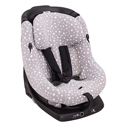 JYOKO KIDS Funda de algodón para silla de coche compatible con Bebé Confort AxissFix (White Star)