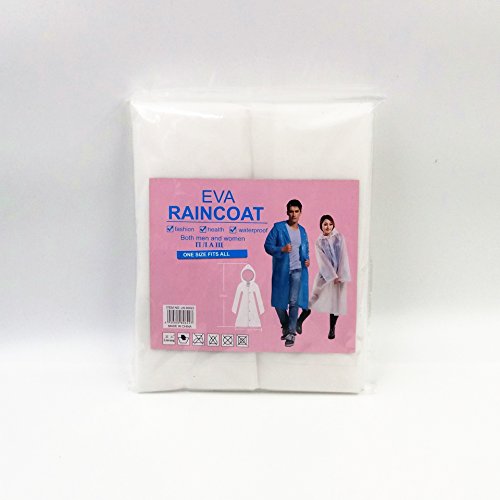 JZK Lluvia poncho chubasquero impermeable reutilizable portátil chubasquero con capucha 118cm para adolescente mujeres hombres, transparente blanco