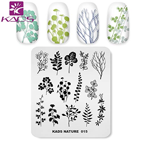 KADS Plantilla de Estampado de Uñas Naturaleza Hoja Plantilla Manicura Herramiento de Decoración de uñas