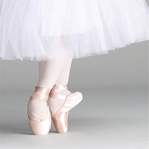 KALUNBS Zapatillas de Ballet Suela Partida Satín Zapatos de Danza y Gimnasia con Cinta para Niñas y Adultos
