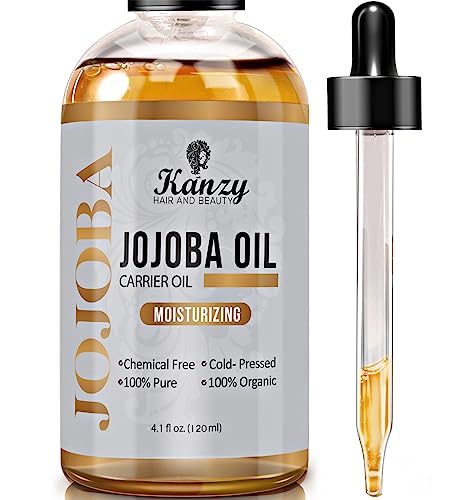 Kanzy Aceite de Jojoba Bio 100% Puro 120ml Orgánico Prensado en Frio Vegano Natural Hidratante para Cabello, Cara, Cuticulas, Cuerpo y Uñas Jojoba Oil Sin Hexano