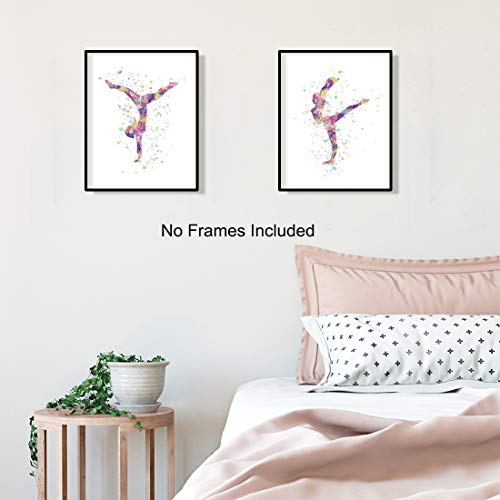 KARTME - Póster abstracto para niñas de gimnasia y gimnasia sin marco, juego de 3 pósteres de lona para hacer ejercicio, gimnastas, recámara, guardería