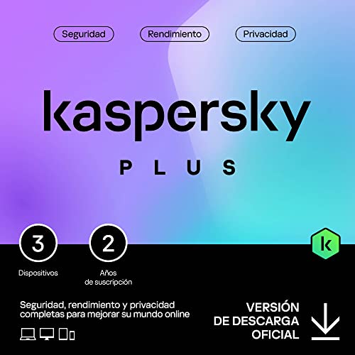 Kaspersky Plus Internet Security 2024 | 3 Dispositivos | 2 años | Anti-Phishing y Firewall| VPN ilimitada | Gestor de contraseñas | Protección Bancaria en línea | PC/Mac/Móvil | Código por email