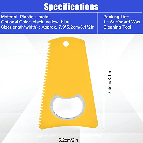 Keenso Portable Surfboard Wax Comb Remover, Herramienta de Limpieza de Tablas de Surf de Calidad con Orificio para Llavero(Amarillo)
