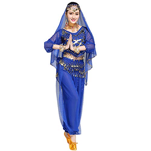 keepmore Danza del Vientre Outfits para Mujer, Bollywood Indio árabe Carnaval Bailando Rendimiento Lentejuela Disfraz