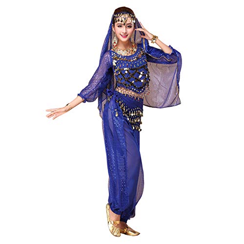 keepmore Danza del Vientre Outfits para Mujer, Bollywood Indio árabe Carnaval Bailando Rendimiento Lentejuela Disfraz
