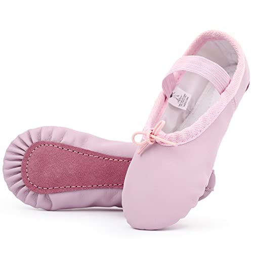 Kefiyis Zapatos de ballet para niñas, zapatos de baile de cuero, suela completa, zapatillas de ballet para niños, mujeres y adultos, Pink, 30 EU