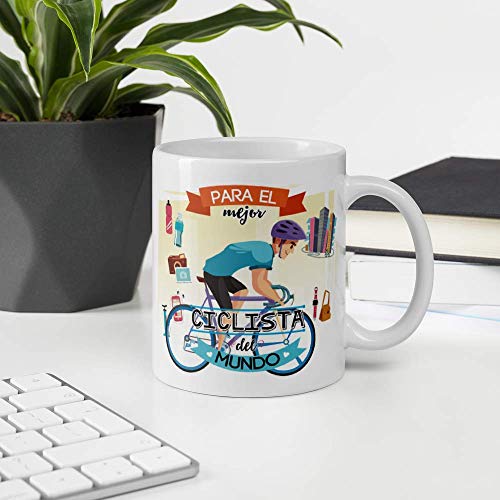 Kembilove Taza de Café para el Mejor Ciclista del Mundo – Taza de Desayuno para la Oficina – Taza de Café y Té para Profesionales – Tazas de Profesiones para Ciclistas