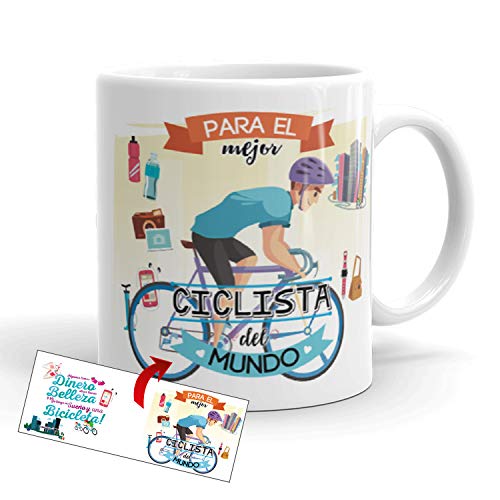Kembilove Taza de Café para el Mejor Ciclista del Mundo – Taza de Desayuno para la Oficina – Taza de Café y Té para Profesionales – Tazas de Profesiones para Ciclistas