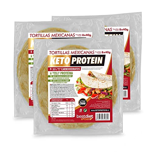 Keto Protein BestDiet - Tortillas de Trigo con un -35% de Carbohidratos, 22% de Proteínas, Pack de 3 paquetes con 8 tortillas mexicanas, 320 g