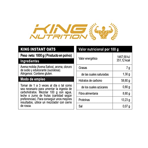 King Nutrition Instant Oats 1kg Harina de avena (Fresa, 3kg)