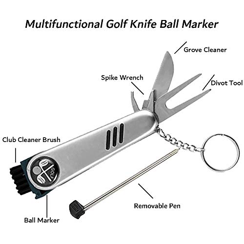 Kingrun Accesorios de Golf, Limpiador Cepillo de Palos de Golf, Toalla Golf, Cepillo Golf, Herramienta de reparación Plegable con Marcador de Golf, Kit de Limpieza para Palos de Golf