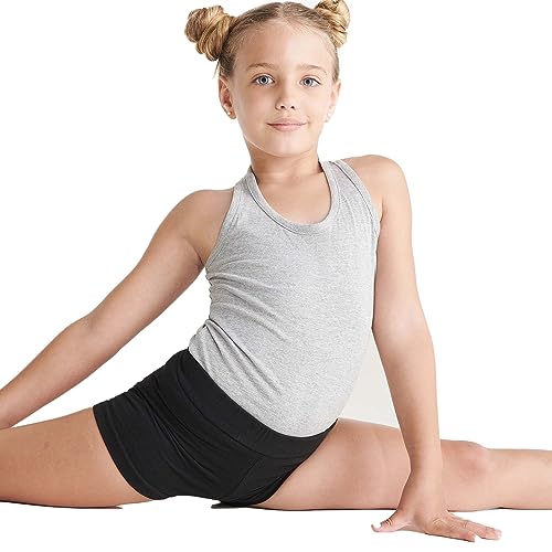 KINKIES Pantalón Corto Deportivo Negro para niñas - Short de Deporte con Cintura elástica, cómodo y Elegante para Chicas (10 años)