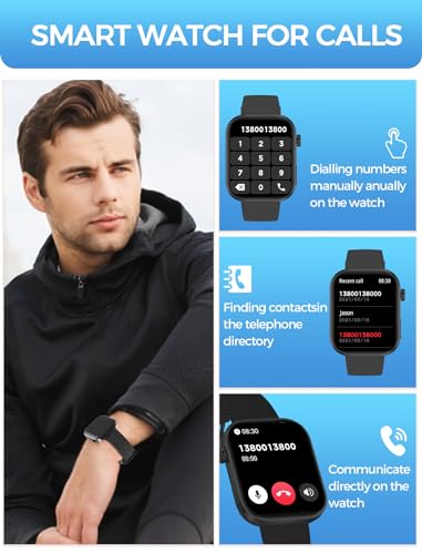 KIPTUMTEK Smartwatch Hombre Mujer con Llamada, 2.01'' Reloj Inteligente Deportivo con Monitor de Sueño/SpO2/Podómetro/Drenar, 100+ Modos Deportivos, IP68 Smart Watch iOS Android…