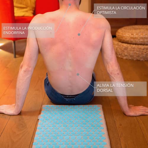 Kit de acupresión Fitem XL - Esterilla de acupresión - Cojín de acupresión - Bolsa - Bola de masaje - Alivia dolores de Espalda y Cuello - Ciática - Masaje de espalda - Relajación muscular