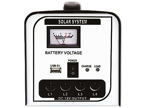 Kit de estación solar de 18W TX-200 de Technaxx con panel solar plegable de 18 W, y 4 bombillas LED - hasta 36 horas de funcionamiento, puerto USB, batería recargable SLA