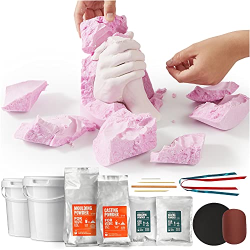 Kit de fundición para manos HomeBuddy - Kit para figuras de manos con cubo para la mezcla, molde de escayola, polvo de alginato para moldes, un regalo único para parejas - Kit de prueba incluido