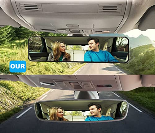 Kitbest - Espejo retrovisor universal para el interior del coche, espejo retrovisor panorámico, gran angular, convexo, SUV, camiones (11.4 pulgadas de largo x 2.9 pulgadas de alto)