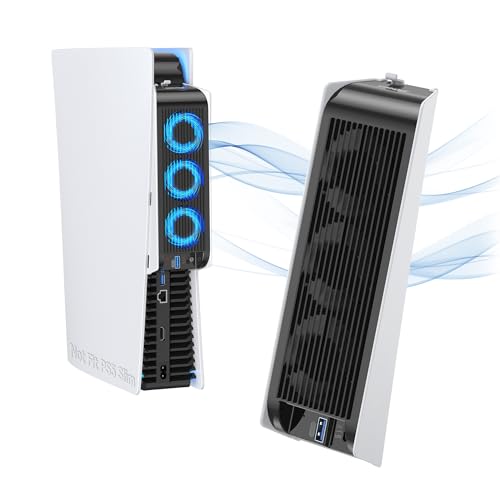 KIWIHOME Ventilador de refrigeración para accesorios PS5, ventilador silencioso actualizado con 3 ventiladores y USB externo para PS5 Edición digital/Ultra HD Consola (Blanco)