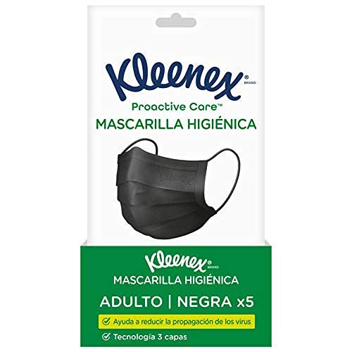 Kleenex Mascarilla Higiénica Adulto Negra 5x18 (90 unidades)