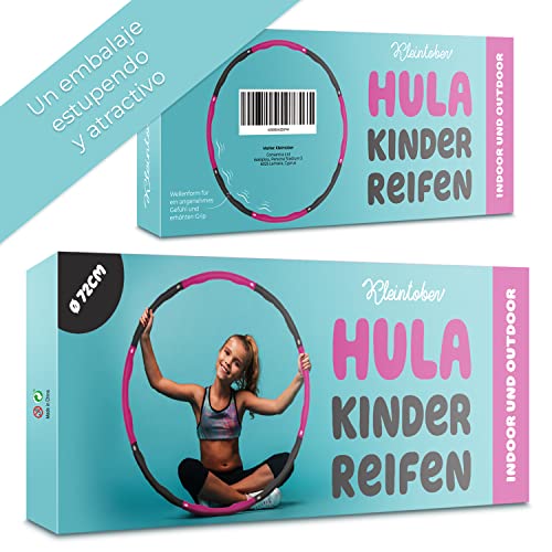 Kleintober Hula Hoop Premium para niños y Adultos I Aro Gimnasia Ritmica para Deportes, Fitness y diversión I Set con 4 Ejercicios y Pulsera Motivacional