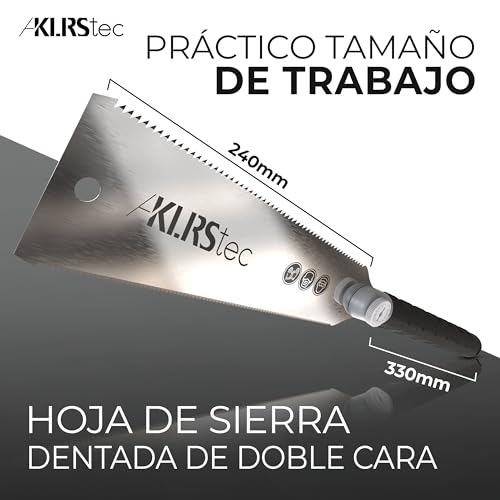 KLRStec® Sierra japonesa profesional para cortes de precisión | Sierra fina de doble cara dentada Ryoba de 240 mm | Perfecta para trabajos con madera y plástico