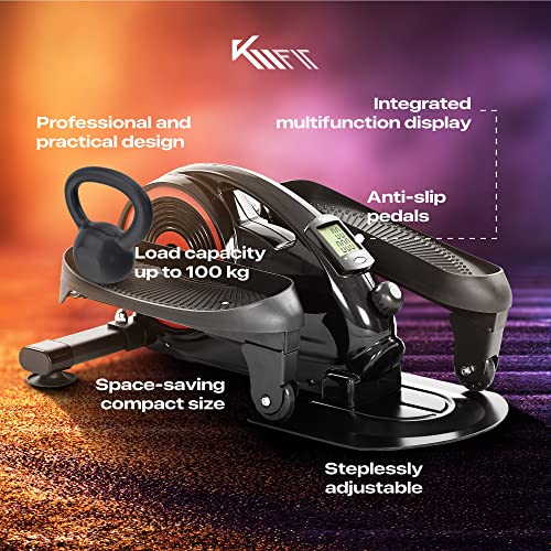 KM Fit Leg Trainer con Pantalla LCD y App | Bicicleta estática | Mini Bicicleta elíptica | Crosstrainer para casa y Oficina | Resistencia magnética continuamente Ajustable | hasta 100 kg