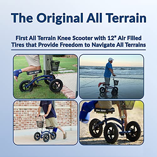 KneeRover, scooter de rodilla dirigible todoterreno, andador de rodilla resistente, alternativa a las muletas, azul