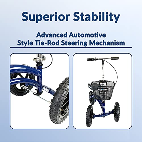 KneeRover, scooter de rodilla dirigible todoterreno, andador de rodilla resistente, alternativa a las muletas, azul