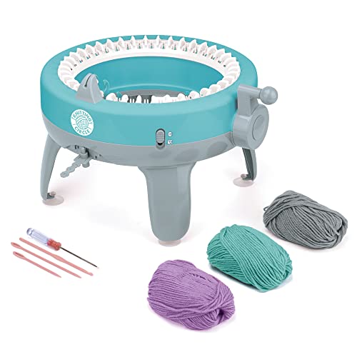 Knitting Circle Station for Kids | Kit de Manualidades para niños para Principiantes, máquina de Tejer pequeña, Guantes de Punto, Sombreros y Bufandas con Hilos de Dos Colores