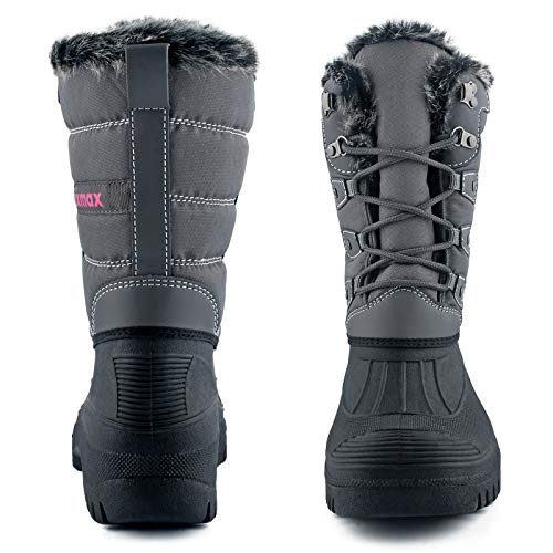 Knixmax Botas de Nieve para Mujer Botas de Invierno Forro Térmico Impermeables Antideslizante Cómodo Zapatos de Invierno Gris Sscuro EU40