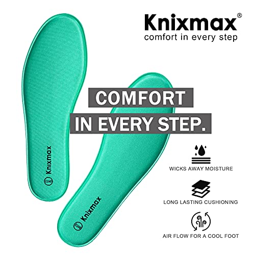 Knixmax Plantillas Memory Foam para Zapatos de Mujer y Hombre, Plantillas Confort Amortiguadoras Cómodas y Flexibles para Trabajo, Deportes, Caminar, Senderismo, EU37 Verde