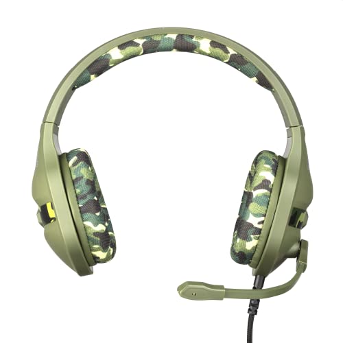 Konix Mythics Auriculares gaming con cable Nemesis PS4, PS5, Switch y Xbox - Micrófono - Cable de 1,5 m - Jack 3,5 mm - Diseño de camuflaje verde